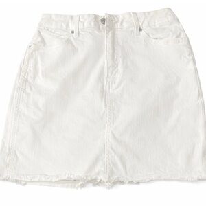 Mudd skirt, white denim mini white skirt, Y2K mini jean size 7, 2000s frayed
